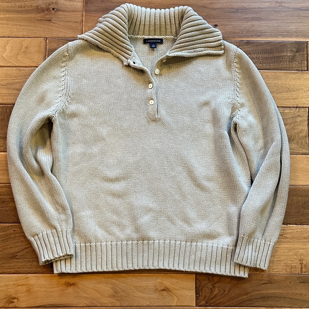 Lands’ End button up Henley collar sweater